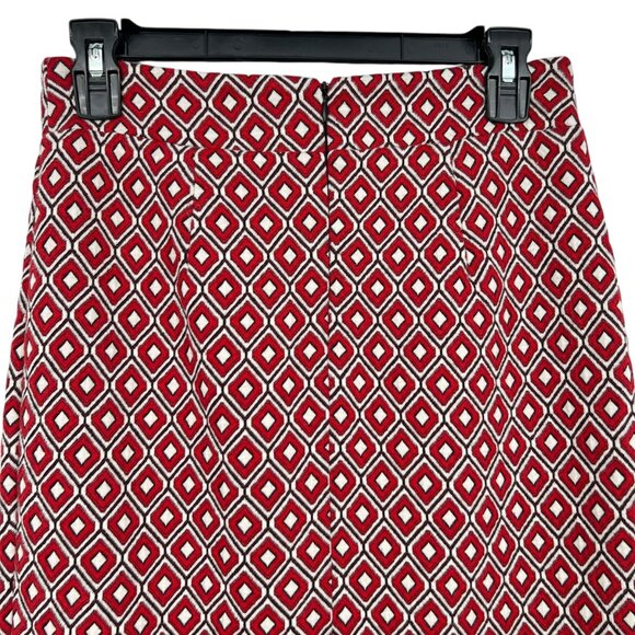 Maeve By Anthropologie Red Diamond Pattern Wrap Pencil Skirt Size XS - Picture 4 of 10
